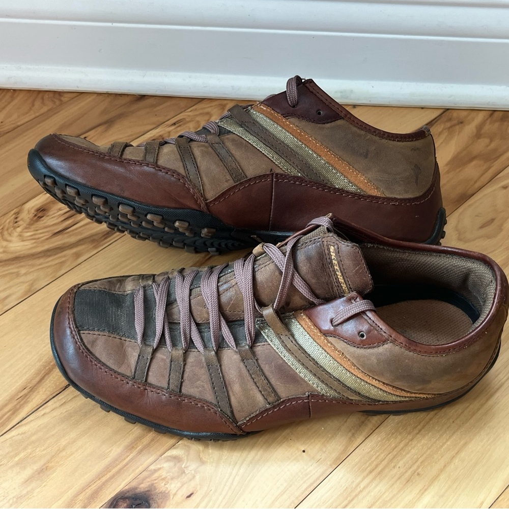 VINTAGE Skechers Men's Leather Citywalk Footpath Lace up Oxford Sneakers Sz 10 - Picture 3 of 11